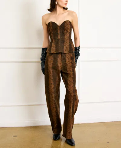 Line & Dot Women's Mid-rise Pants In Brown