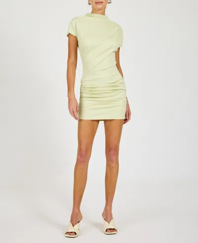 Line & Dot Women's Mock Neck Draped Mini Dress In White