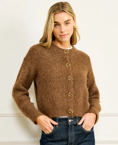 Line & Dot Women's Morgan Long-sleeve Cardigan Sweater In Brown