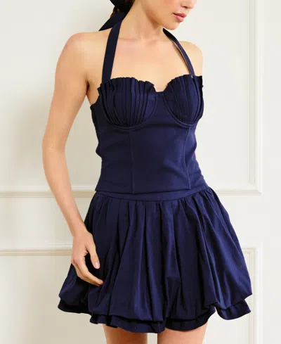 Line & Dot Women's Pearla Pleated-bust Halter Top In Blue