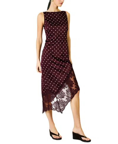 Line & Dot Women's Raye Polka Dot Asymmetric Dress In Brown