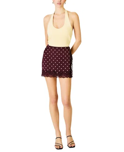 Line & Dot Women's Raye Polka Dot Mini Skirt In Burgundy