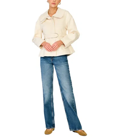 Line & Dot Women's Russo Belted Zip-up Jacket In White