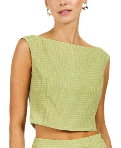 Line & Dot Women's Shea Boat Neck Sleeveless Top In Green