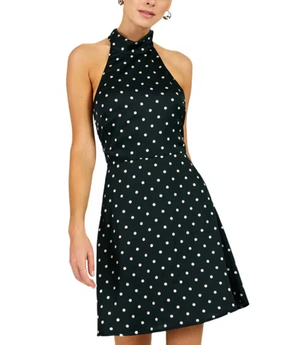 Line & Dot Sophie Polka Dot Halter Minidress In Multi