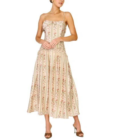 Line & Dot Women's Straight Neck Maxi Dress In Neutral