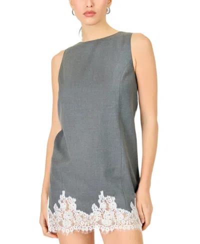 Line & Dot Women's Wilfred Boat Neck Mini Dress In Gray