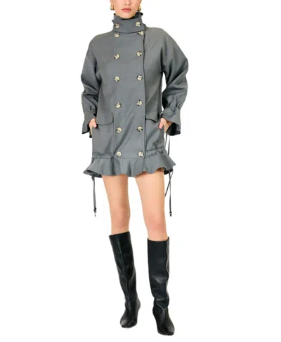 Line & Dot Women's Wilfred Funnel Neck Coat In Gray