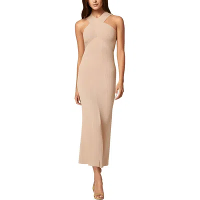 Line & Dot Womens Ribbed Ribbed Knit Halter Dress In Brown