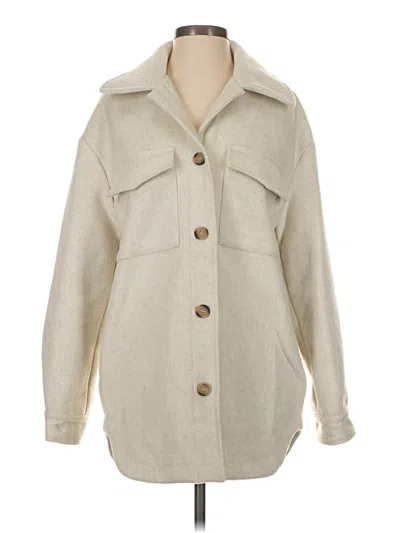 Pre-owned Line & Dot Wool Coat In White