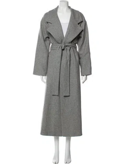 Pre-owned Line & Dot Wool Trench Coat In Grey