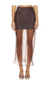 Line & Dot X Revolve Denman Midi Skirt In Brown