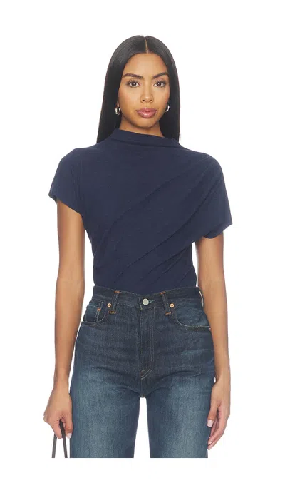 Line & Dot X Revolve Walker Draped Top In Navy