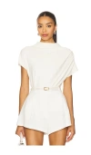 Line & Dot X Revolve Walker Draped Top In White