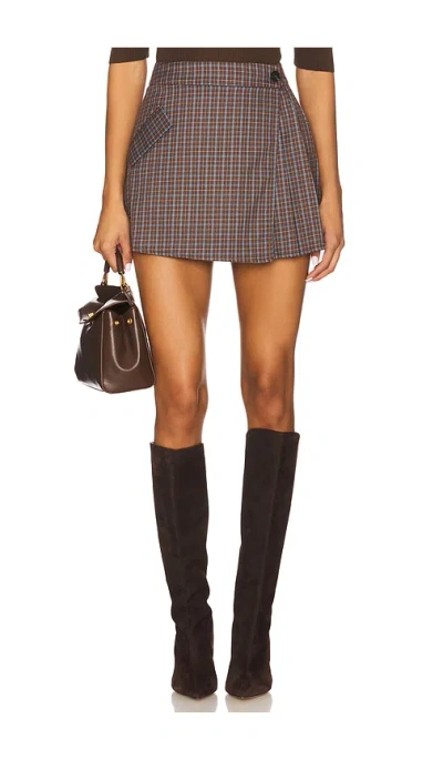 Line & Dot Zadie Pleated Mini Skirt In Brown