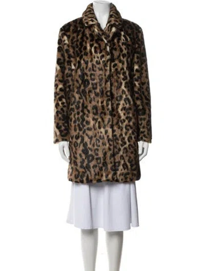 Pre-owned Line Animal Print Faux Fur Coat In Multicolor