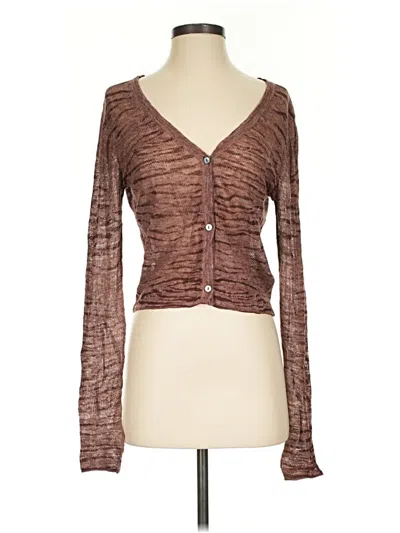 Pre-owned Line Cardigan Sweater In Brown