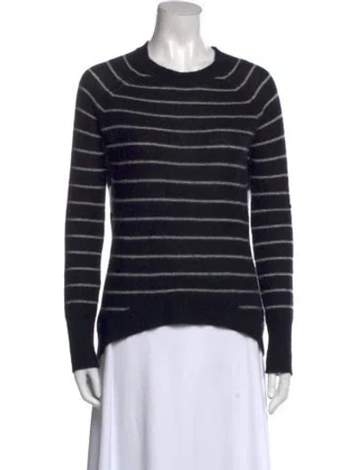 Pre-owned Line Cashmere Striped Sweater In Black