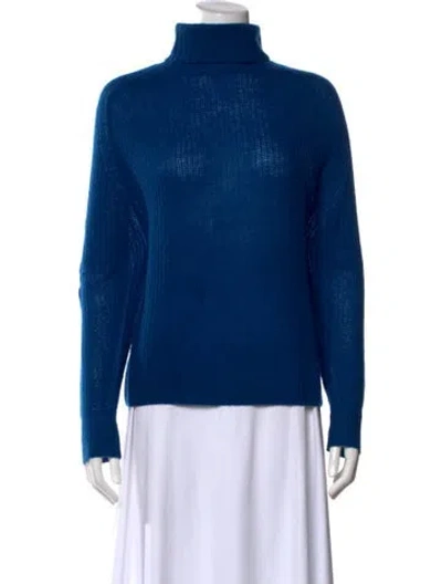 Pre-owned Line Cashmere Turtleneck Sweater In Blue