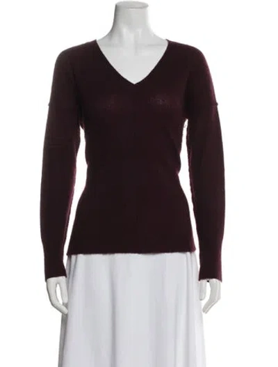 Pre-owned Line Cashmere V-neck Sweater In Burgundy