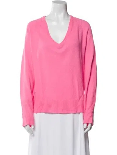Pre-owned Line Cashmere V-neck Sweater In Pink