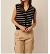 Line Corie N-cotton Vest In Shadow Stripe In Black