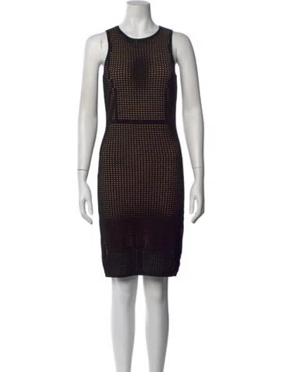 Pre-owned Line Crew Neck Knee-length Dress In Black