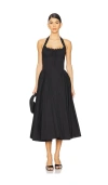 Line & Dot Abbott Halter Midi Dress In Black