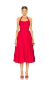 Line & Dot Abbott Halter Midi Dress In Red