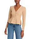 Line & Dot Amina Peplum Cardigan In Latte