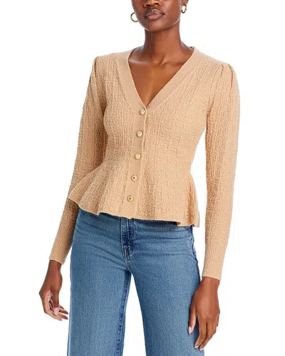 Line & Dot Amina Peplum Cardigan In Latte