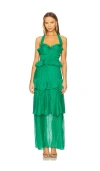 Line & Dot Cari Halter Maxi Dress In Kelly Green
