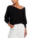 Line & Dot Favorite Geometric Neck Sweater In Black