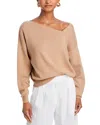 Line & Dot Favorite Off Shoulder Sweater In Taupe