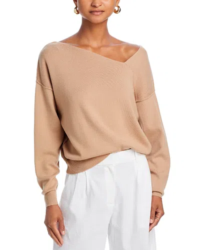 Line & Dot Favorite Off Shoulder Sweater In Taupe