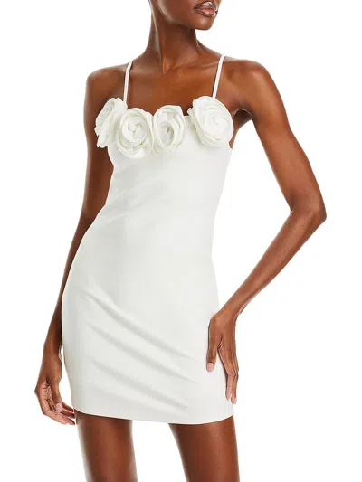 Line & Dot Flor Womens Rosette Short Bodycon Dress In White
