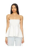 Line & Dot Isadore Knit Sweater Peplum Top In Ivory