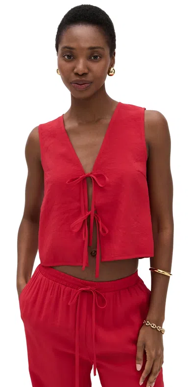 Line & Dot Kamari Tie Detailed Top Red