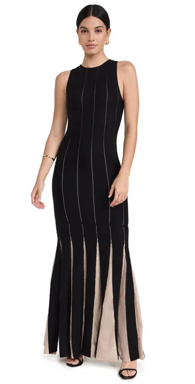 Line & Dot Kelli Pleat Jumper Dress Black And Nude