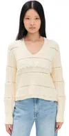 Line & Dot Lace Detailed Knit Sweater Cream In Cream