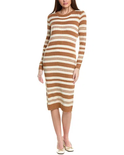 Line & Dot Duo Stripe Sweaterdress In Gold