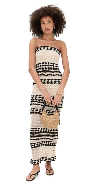 Line & Dot Muse Crochet Dress Ecru/black