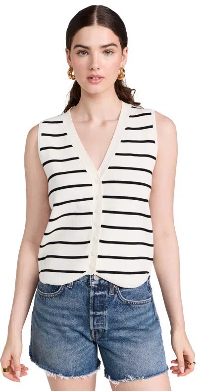 Line & Dot Rae Stripe Jumper Waistcoat Ivory And Black