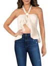 Line & Dot Roselle Womens Sheer Ruffled Halter Top In Beige