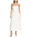 Line & Dot Ruffle Midi Dress