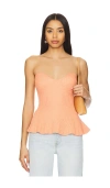 Line & Dot Saffy Peplum Top In Coral