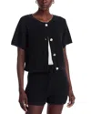 Line & Dot Sancia Crewneck Cardigan Sweater In Black