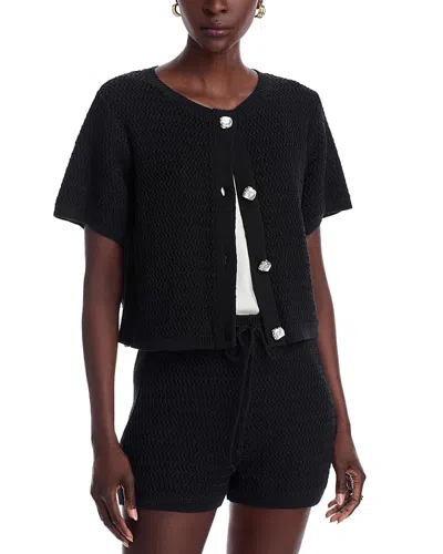 Line & Dot Sancia Crewneck Cardigan Sweater In Black