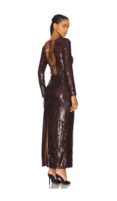 Line & Dot Sequins Maxi Dress In Chocolate