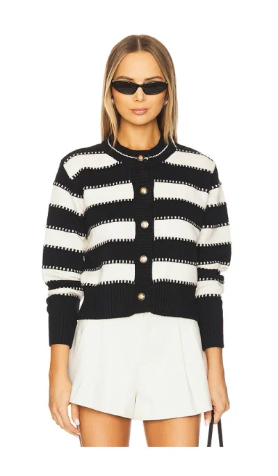 Line & Dot Sofi Cardigan In Black,white
